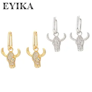 Bull Head Design CZ Earings For Women 2021 Stud Earrings Hoop Dangler Wholesale Popular Girl Gifts 18k Gold Jewellery