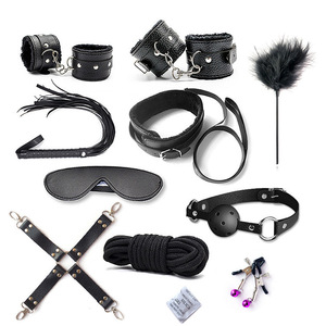 SM <b>Bondage</b> <b>Set</b> Leather Plush 7 Piece Black Sexual <b>Bondage</b> BDSM Adult Toys - Product Image 1