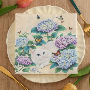 New cross-border kitten print napkins, party <b>tissues</b>, <b>colorful</b> floral kitten disposable napkins. - Product Image 3