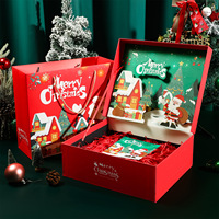 Boîte cadeau de Noël rouge, boîte souvenir personnalisable de forme rectangulaire avec impression par estampage pour l'emballage de tasses et d'écharpes