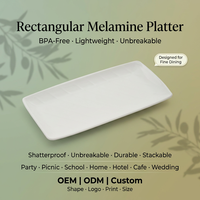 Plateau rectangulaire en mélamine rayé de 13 pouces, OEM ODM, logo personnalisé, sans BPA, grand plateau de service pour sushis, pour restaurant, hôtel, buffet