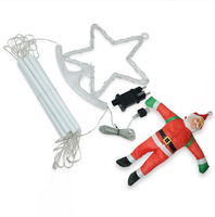 Nouvelles lumières de Noël extérieures étanches IP65 LED, Père Noël grimpant les escaliers, guirlande pentagramme colorée, DC6V 3m