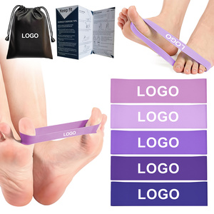 Juego de 5 bandas de resistencia de látex natural, bandas de ejercicio de resistencia ligera en color degradado morado para todas las edades, ecológicas - Product Image 3