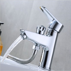 Grifo de lavabo de doble propósito con monomando, montaje en encimera, válvula de cerámica, rociador extraíble, mezclador de agua fría y caliente para lavabo. - Product Image 2