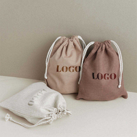 Sac à cordon en tissu de coton biologique, en toile de lin, pour bijoux, chaussures, cadeaux, avec logo personnalisé imprimé, idéal pour la promotion et le rangement