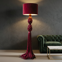 Lampe sur pied chic bohème en macramé, support en fer robuste, abat-jour en coton tissé artisanal, couleur et taille personnalisées pour le salon