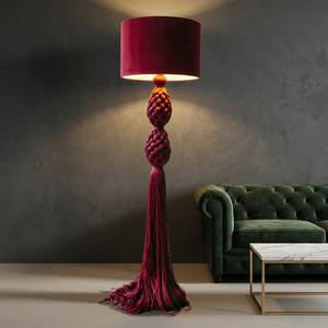Lampe sur pied en corde de coton nouée à la main, support en métal, style bohème, macramé, couleur et dimensions personnalisables - Product Image 5