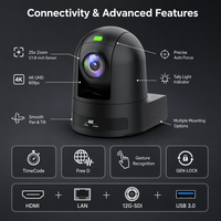 Caméra PTZ 4K60 NDI HX3 12G-SDI avec zoom 25X, 348/120 Pan/Tilt, encadrement automatique, suivi IA, reconnaissance gestuelle pour conférence