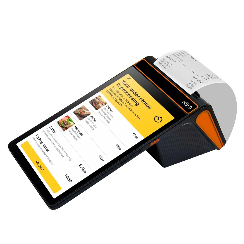 8 pollici android 12 nfc pos terminale bus card qr reader biglietto macchina per impronte digitali con stampante termica 80mm