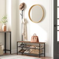 Vente en gros de l'arbre de hall d'entrée, ensemble de rangement pour manteaux et chaussures de marque HOOBRO, meubles d'entrée, patères avec banc à chaussures pour entrée