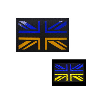 블루 옐로우 반사 영국 레이저 국가 국기 패치 영국 우크라이나 자수 패브릭 패치 봉제 가방 모자 재킷 DIY - Product Image 2
