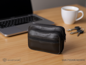 Monedero de Cuero Genuino de Tres Compartimentos, Cierre de Cremallera, Tamaño Grande, Unisex - Product Image 2