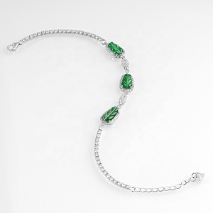 Giadeite naturale verde foglia di giada braccialetto S925 argento intarsiato accessori femminili regalo del certificato di valutazione D152 - Product Image 3
