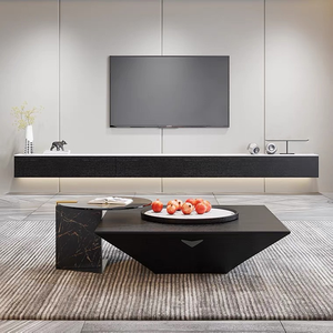 Meuble <span class=keywords><strong>TV</strong></span> moderne italien léger et de luxe Table basse Table de café ronde élégante Ensemble de tables basses de salon - Product Image 1