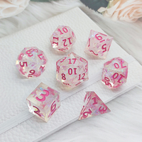 Ensemble de dés numériques transparents en résine bleue à bords coupés, 7 pièces, dés polyédriques, jeu de société RPG pour explorateurs