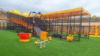 Équipement de parc d'attractions extérieur multifonctionnel pour enfants, grande aire de jeux d'aventure avec trampoline et toboggans