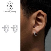 Boucles d'oreilles croix entièrement serties de diamants européennes et américaines, design punk de niche, luxe léger, haut de gamme et polyvalentes