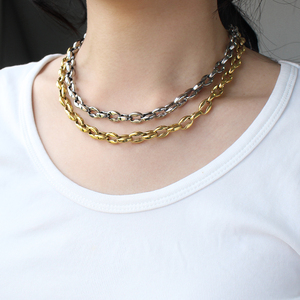 Nouveau Collier Chaîne Grains <span class=keywords><strong>de</strong></span> <span class=keywords><strong>Café</strong></span> en Acier Inoxydable Plaqué <span class=keywords><strong>Or</strong></span> 18K pour Hommes et Femmes, Bijoux Géométriques, Cadeaux - Product Image 6