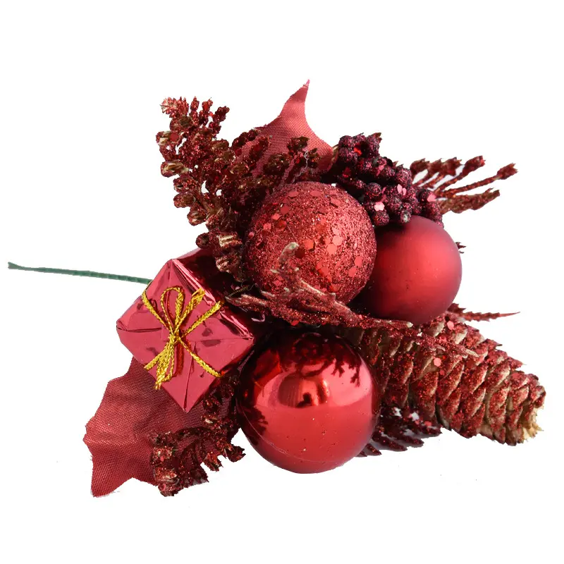 Groothandel Creatieve Glitter Bloem Dennenappel Naalden Kunstmatige Dennen Takken Accessoires Voor Kerstversiering Ornamenten