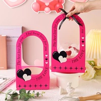 Boîte cadeau en forme de cœur de 4 pouces, transparente et épaissie, pour gâteau mousse, avec cordon en velours pour transport