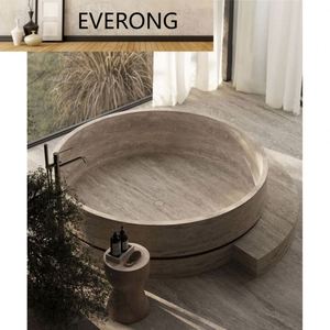 <span class=keywords><strong>Vasca</strong></span> <span class=keywords><strong>da</strong></span> <span class=keywords><strong>Bagno</strong></span> Rotonda in Travertino Stile Europeo Vintage per Grandi Hotel, Appartamenti <span class=keywords><strong>e</strong></span> Ville - Product Image 1