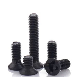 Kunden spezifische DIN965 Schwarz oxid Senkkopf Kreuz schlitz Maschinen schrauben Flacher Flach kopf M3 M4 M5 M6 Maschinen schrauben 8mm-50mm