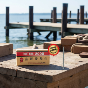 Púas Rectangulares de Zinc Plateado de Grado Maestro de 3.5 Pulgadas con Cabeza Sobredimensionada para la Construcción de Embarcaciones de Madera - Product Image 1