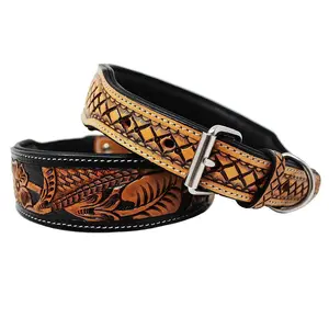 Hochleistungs-hand gefertigtes Leder-Hunde halsband Western Style Verstellbares Leder-Hunde halsband für Hunde zubehör beim Export erhältlich