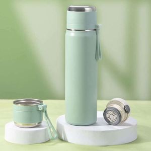 Stainless Steel Vacuum <b>Flask</b> Double Wall Insulated Water Bottle With Rope Minimalist Design Travel Use - Product Image 6