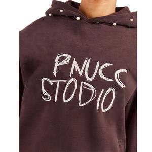 Sudadera con capucha de talla grande para mujer europea americana Sudadera estampada de alta calidad con cuentas en la capucha Venta caliente para el invierno - Product Image 3