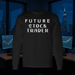 Maglietta a maniche lunghe Future Stock Trader nera, unisex per adulti, promozionale - Product Image 3