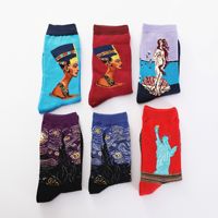 Chaussettes d'art en gros pour femmes et hommes, en coton, style Harajuku, chaussettes avec peinture célèbre de Van Gogh, chaussettes amusantes Mona Lisa Da Vinci, chaussettes vintage 3D