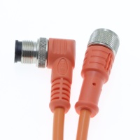 Connecteur circulaire M12 personnalisable, 5 broches, orange, câble surmoulé, OEM, calibre de fil personnalisé, câble pré-moulé M12