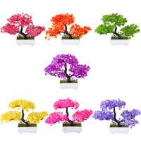 Huaien – Nouveau ensemble de fleurs artificielles créatives en plastique, comprenant un pin nuageux et une plume de prunier à quatre branches, pour la maison et l'intérieur/extérieur