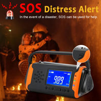 Radio DE EMERGENCIA solar multibanda Pronóstico del tiempo SOS NOAA Manivela solar Luz de camping FM AM Receptor Linterna de tormenta