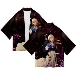 10 Stili di Kimono Giapponese <span class=keywords><strong>Violet</strong></span> <span class=keywords><strong>Evergarden</strong></span>, Camicie Haori Stampate a Colori, Mantello Anime, Costume per Cosplay - Product Image 3