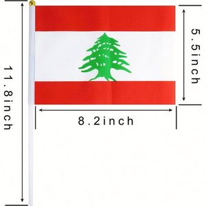 Wholesale Hand Held <b>Small</b> Mini Waving Lebanon Lebanese Flag Polyester National Country Flags for Party Sports Events Decoration - Product Image 3