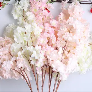מכירה לוהטת חתונה לבן קישוט פרח סניפים מלאכותי פריחת דובדבן
