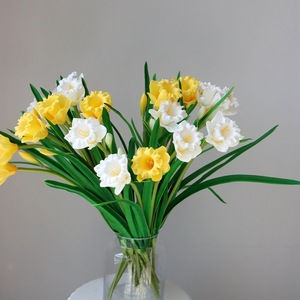 SNAIL GARDEN 2 mazzi di narcisi artificiali, narcisi in seta, 48 cm, 120 fiori, narcisi finti per casa, giardino, ufficio, matrimoni, feste, composizioni floreali fai da te