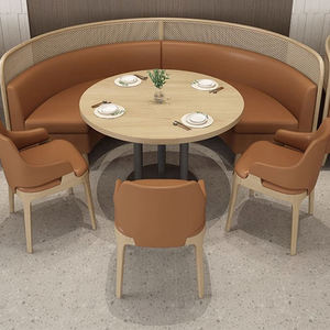 Ensemble de sièges en bois et cuir PU modernes, banquette courbée, adapté aux restaurants et cafés, PERSONNALISÉ, BONNE QUALITÉ - Product Image 1