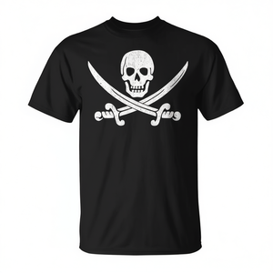 T-shirt pirate Skull Crossbones noir pour hommes, vêtements décontractés - Product Image 2