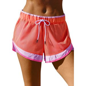 Shorts Deportivos Personalizados para Mujer 2 en 1, para Correr, con Bloques de Color, Malla, para Yoga, con Bolsillo y Cordón Ajustable - Product Image 1