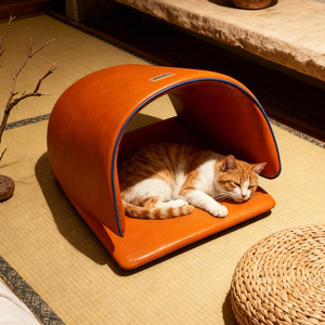 Cama para Mascotas con Forma de Zueco Personalizada, Estructura de Madera Maciza, Cuero Impermeable, Cama Ortopédica Elevada con Patas de Madera y Cubierta Antideslizante - Product Image 2