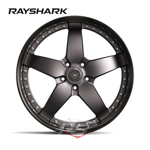 Jantes forgées RS Custom à 5 branches en 2 parties avec revêtement en fibre de carbone 5x112 5x130 pour M3 G80 M4 Taycan S - Product Image 2