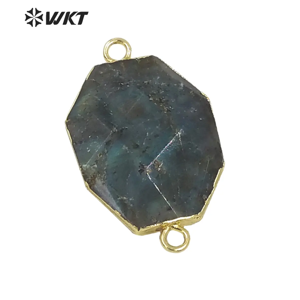 WT-C263 נוצץ מעודן מצולע צורת אבן עם זהב Trim תליון בציר תכשיטי פיאות ברדוריט אבן מחברים