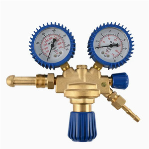 Régulateur de pression à double jauge 1/4 pouce tout en cuivre pour oxygène, azote, CO2, usage industriel haute pression WQ-01 - Product Image 1