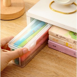 Boîte à papeterie transparente en PP de grande capacité, design moderne, étui à crayons pour étudiants, empilable, durable - Product Image 2