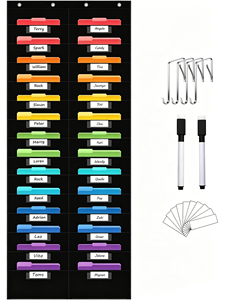 Organizador de Archivos Colgante de Pared con 28 Bolsillos y Etiquetas para Nombres, Organizador de Documentos para el Aula, el Hogar y la Oficina - Product Image 1