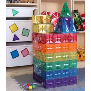 MNTL Safe Preschool Intelligence Educational 120psc Magnet Building Block Tile Toys For Children CPSC, CE, EN71, ASTM