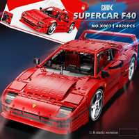 XJD JD017 Blocs de construction de voiture de sport F40 à l'échelle 1:8, 4026 pièces, modèle ABS, ensemble de briques de voiture de course, jouet STEM pour adultes, cadeau